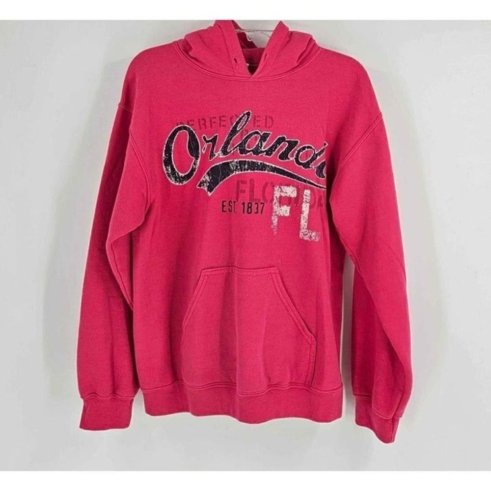 Gildan Orlando Florida Graphic Womens Pink Hoodie Sweatshirt Sz S